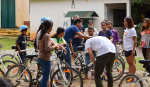 Road safety and bike repair workshop in Cambodia
